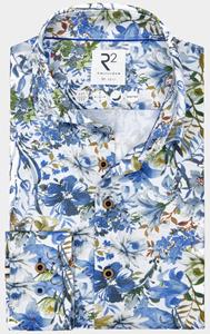 R2 Amsterdam Casual hemd lange mouw blue flower print on cotton l 128.wsp.031/014