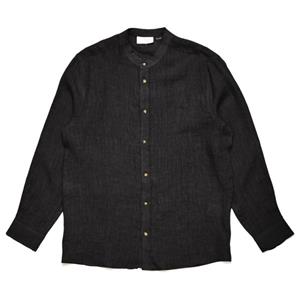 Mazine  Stand Collar Linen Shirt - Overhemd, zwart