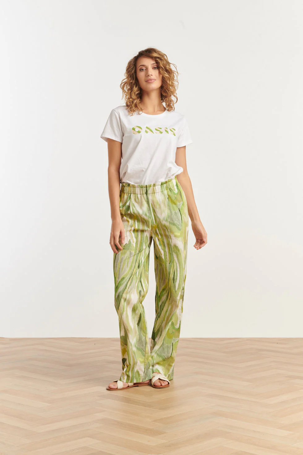 Smashed Lemon 25165 groene multicolour abstract print broek