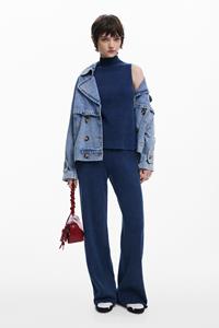 Desigual Geribde broek - BLUE
