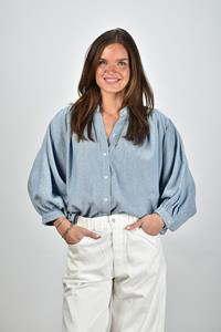 Sea Me Happy blouse Balloon Denim Structure jeans blauw