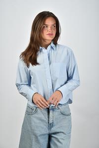 Academia katoenen blouse Mia met lange mouwen blauw