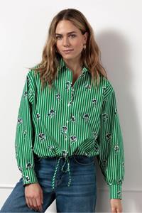 Studio Anneloes dio poplin flower stripe blouse 12548 7911 clover green