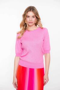 Geisha Pullover rib short sleeves lurex pink