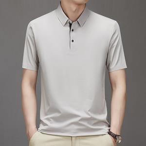 Shanghai Yiran Clothing Zomer Nieuwe Moerbei Zijde Heren Mid-sleeve T-shirt Katoen Ronde Hals Half-sleeve Anti-ijs Zijde Jonge Heren T-shirt Poloshirt voor Heren 48