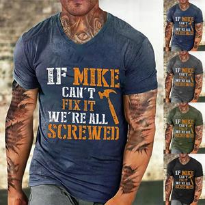 Niubiplus Heren T-shirt Grafische tekst 3D-printen Straat Casual Korte mouw Down Bedrukte kleding Basic L zwart