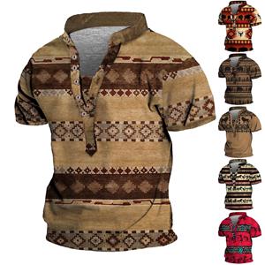 Niubiplus Europese en Amerikaanse heren vintage top digitaal bedrukte tops met korte mouwen L