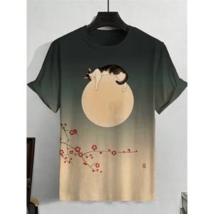 ETST 007 Heren T-shirt Zomer T-shirt Casual Korte Mouw Top O Hals T-shirt Losse Micro Elasticiteit Retro Mode Ademende Herenkleding S