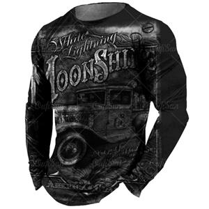 ETST 012 Vintage Heren Lange Mouw T-shirt 3d Retro Motorfiets Oversized T-shirts Voor Sweatshirt Biker Racing Top Tee Herenkleding S