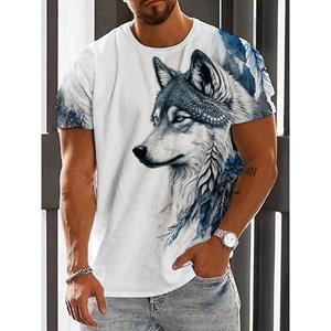 ETST 03 2024 Zomer Wolf Print Outdoor Casual heren 3D Geprint T-shirt Losse comfortabele sport korte mouwen street fashion ronde hals top S