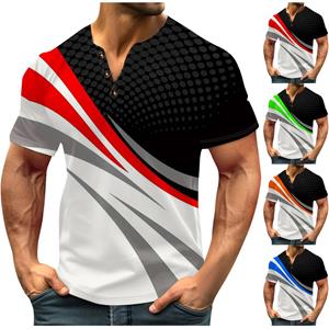 Xingben Four Vintage zomer heren T-shirt streetwear 3 knoppen open vlieg losse kleding print korte mouw T-shirt XL groen