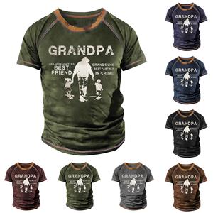 Xingben Four Raglan T-shirt voor heren, retro korte mouw, ronde hals, tops met letterprint XXXXXL zwart