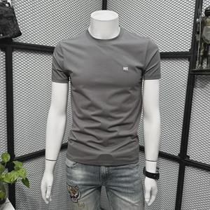 VantaGoods Trendy Slim Fit T-shirt met korte mouwen voor heren - Lente/zomer 2023 Casual ronde hals M grijze kleur