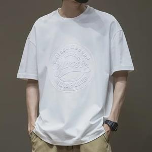 VantaGoods Amerikaanse stijl heren losse T-shirt met korte mouwen en ronde hals 4XL zwart