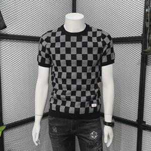 VantaGoods Heren 2024 Zomer Zijden Plaid Korte Mouw Losse T-shirt 3XL