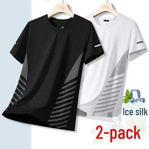 VantaGoods Heren zomer snel drogend, ademend mesh ijs zijde T-shirt – korte mouwen, grote maat, sporttop.