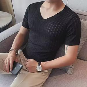 VantaGoods Heren High-End Effen Kleur V-hals Modal Ice Silk Sneldrogend Zomer T-shirt XXL wit
