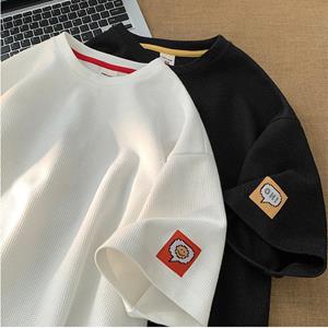 VantaGoods Heren Japanse stijl wafel brei losse pasvorm zomer T-shirt