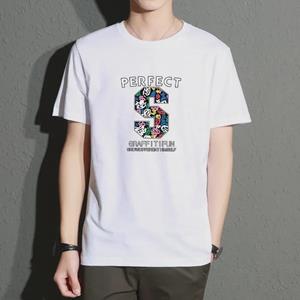 VantaGoods Heren Slim Fit T-shirts met korte mouwen, nieuwe Koreaanse zomerstijl, trendy prints, grote maten 2XL