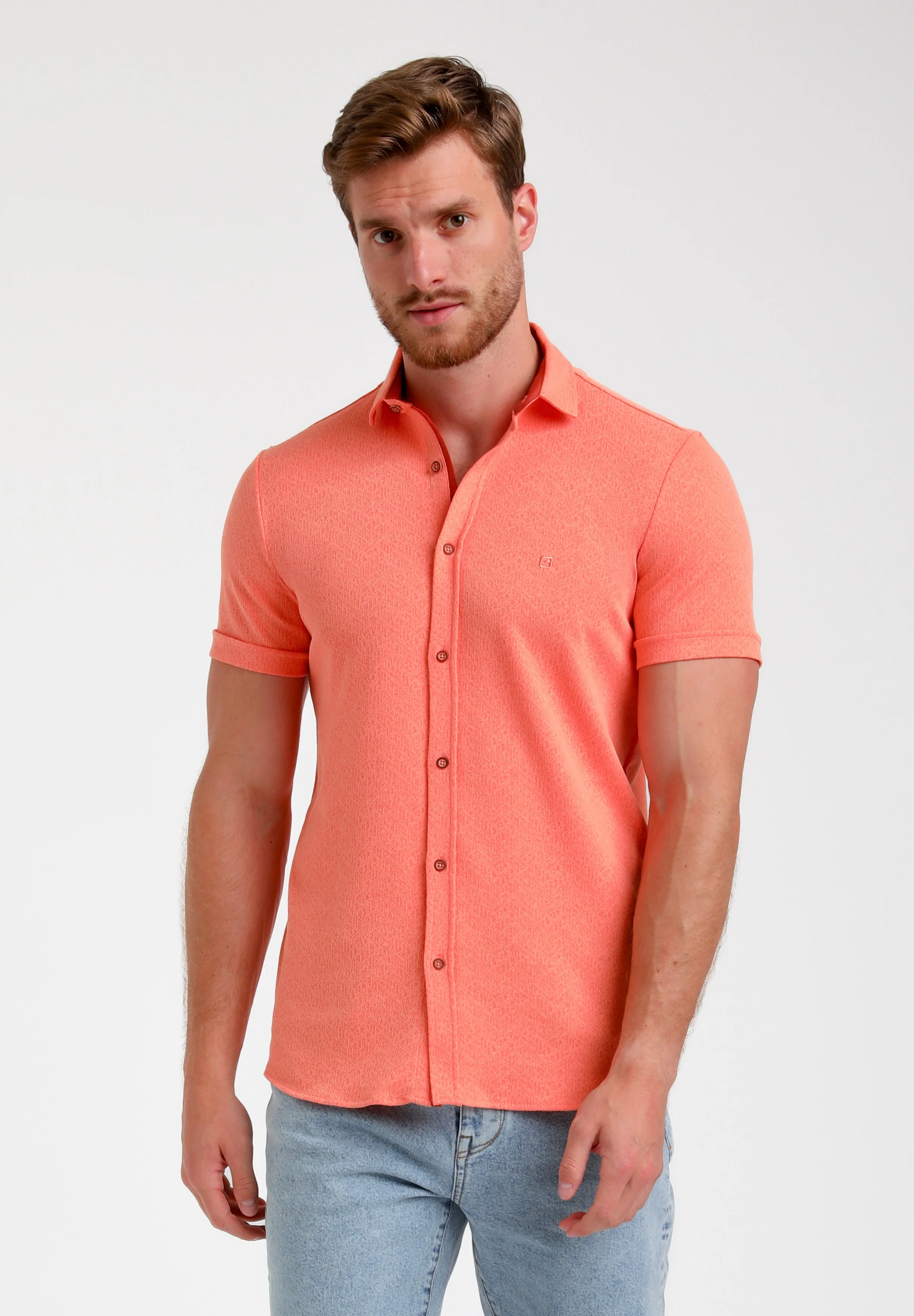Gabbiano Heren overhemd 335532 4002 light coral