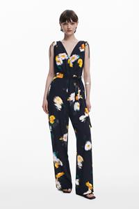 Desigual Lange bloemen jumpsuit - BLACK