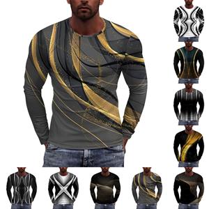 Xingben Four Heren T-shirt O-hals Kleding Kleding Buiten Lange Mouw Print Modeontwerper Vintage XXXXL oranje