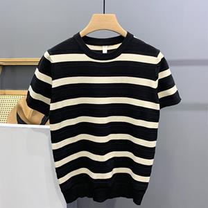 VantaGoods Heren zwart-wit gestreept ijszijde T-shirt met korte mouwen M