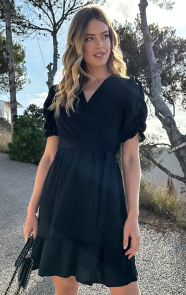The Musthaves Amalfi Jurk Met Pofmouwen Zwart