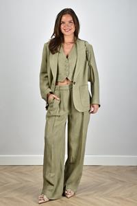 Margaux Lonnberg bandplooi broek Hadley groen