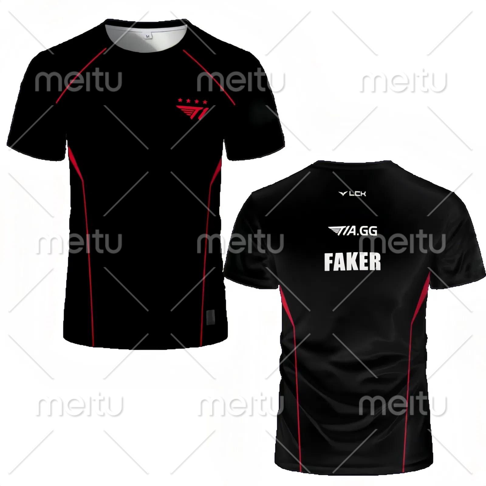 Xuhaijian02 2025 League Of Legends SKT T1 Uniform T-shirt LOL Esports Faker Jersey T-shirt ZEUS Sport Game Team Heren Jongen Wedstrijdkleding Tops L
