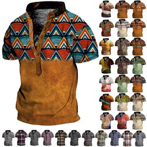 Xingben Four Europese en Amerikaanse heren vintage top digitaal bedrukte tops met korte mouwen M