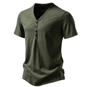 FEGKZLI Fashion Heren Henley kraag T-shirts Zomer Casual Effen Kleur Korte Mouw T-shirt Hoge Kwaliteit Tops S wit