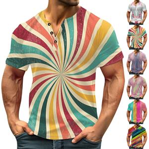 Xingben Four Vintage zomer heren T-shirt streetwear 3 knoppen open vlieg losse kleding print korte mouw T-shirt XXXL
