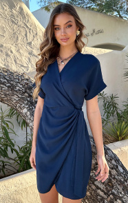 Jurkjes Wrap Jurk Fenna Night Blue