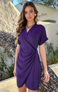 Jurkjes Wrap Jurk Fenna Dark Purple