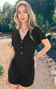 Jurkjes Knopen Playsuit Karlyn Zwart