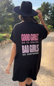 Jurkjes Good Girls T-Shirt Dress Loosefit Maisie Zwart