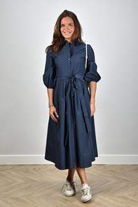Max Mara Weekend  jurk met pofmouw en ceintuur Kentia blauw