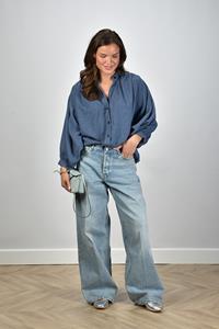 Sea Me Happy blouse Balloon Denim Structure blauw