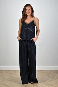 Self Portrait broek met strass-streepjes blauw