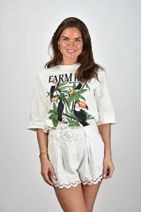 Farm Rio t-shirt met vogel opdruk crème