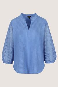 Mayerline Seersucker Blouse Met Ajourmouw