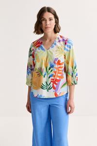 Mayerline Katoenen V-halsblouse Met Tropische Print