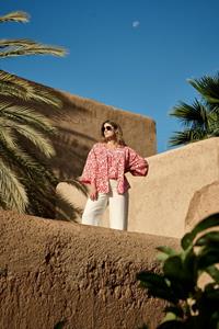 Mayerline Seersucker Printblouse Op Elastiek
