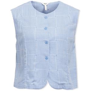 Object Blouse  Aya Vest - White/Cornflower