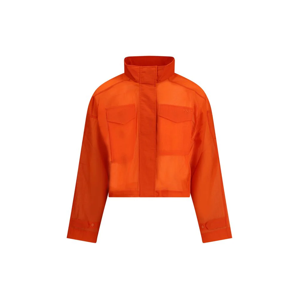 Pinko Fluo cropped jacket met hoge kraag en zakken