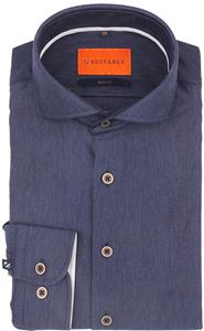 Suitable Herringbone Overhemd Navy