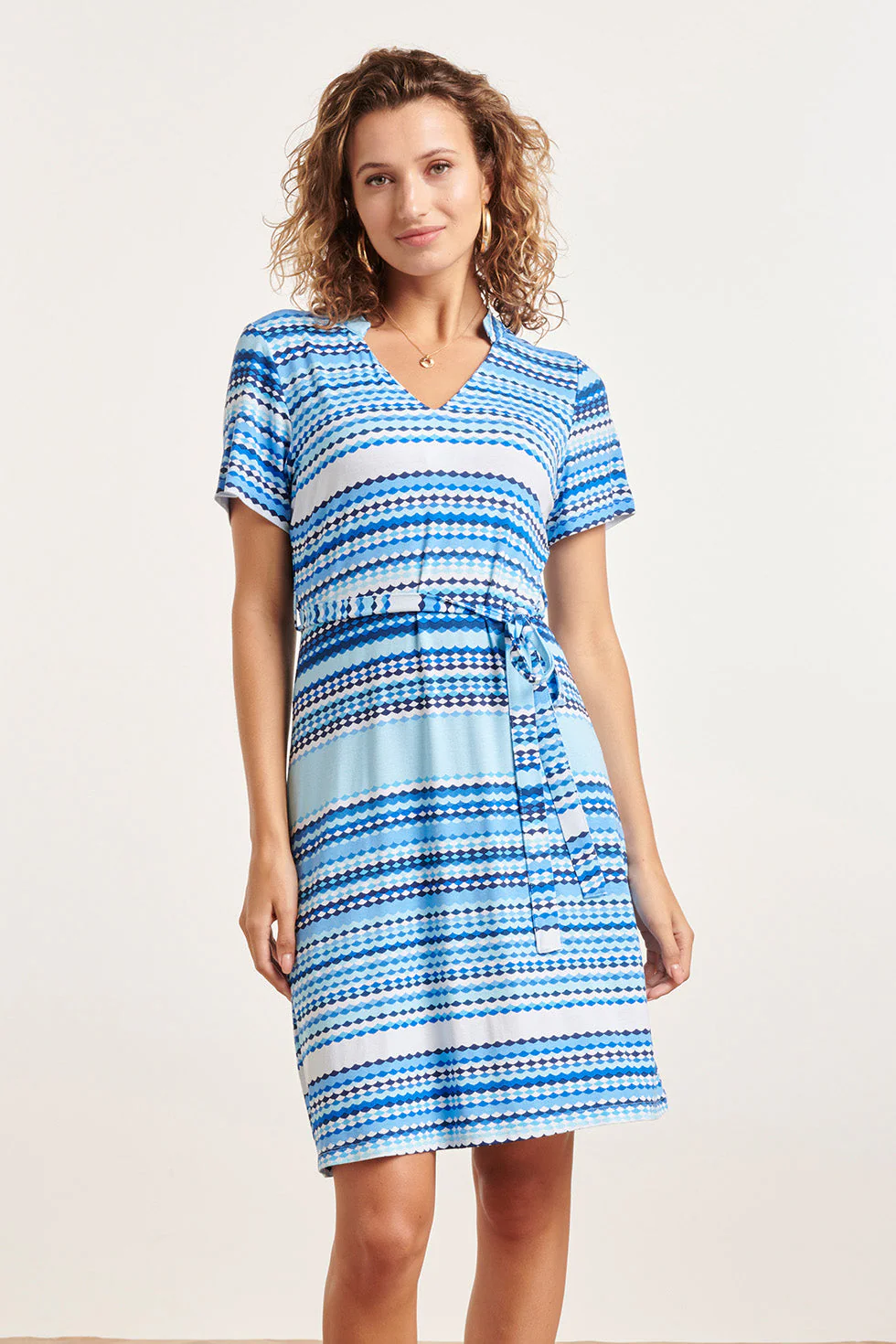 Smashed Lemon 24361 dames korte jurk met blauwe grafische print