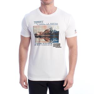 LA MARTINA Heren Regular Fit T-shirt met korte mouwen YMR312-JS206 3XL wit