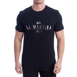 LA MARTINA Heren Regular Fit T-shirt met korte mouwen YMR322-JS206 3XL zwart
